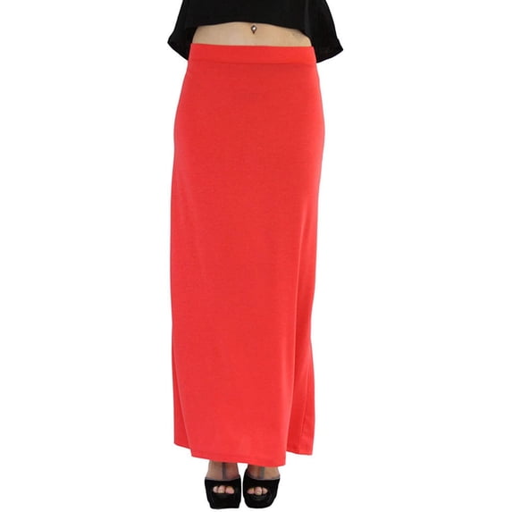 ToBeInStyle Polyester Stretchy Slim Fit Jersey Maxi Skirt Flared Bottom