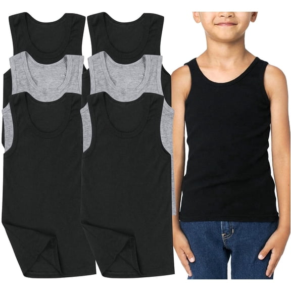ToBeInStyle Boys' Pack of 6 Cotton Tank Tops - Assorted - X-Large