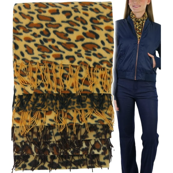 ToBeInStyle Unisex Pack of 6 Long Fringe Winter Scarves - Jaguar
