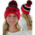 thumbnail image 1 of ToBeInStyle Unisex Soft Stretchy Beanies - Cali Print - Red W/Black Stripe - One Size, 1 of 5