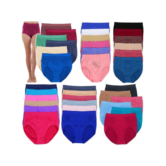 ToBeInStyle Women's 12 Pack Of Randomly Assorted Seamless Briefs - 2X