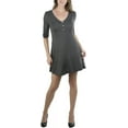 thumbnail image 1 of ToBeInStyle Women's 3 Front Button Elbow Sleeve Trapeze Tunic, 1 of 3