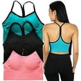 thumbnail image 1 of ToBeInStyle Women's 3 Pack Intricate Long Line Racerback Bralette, 1 of 6