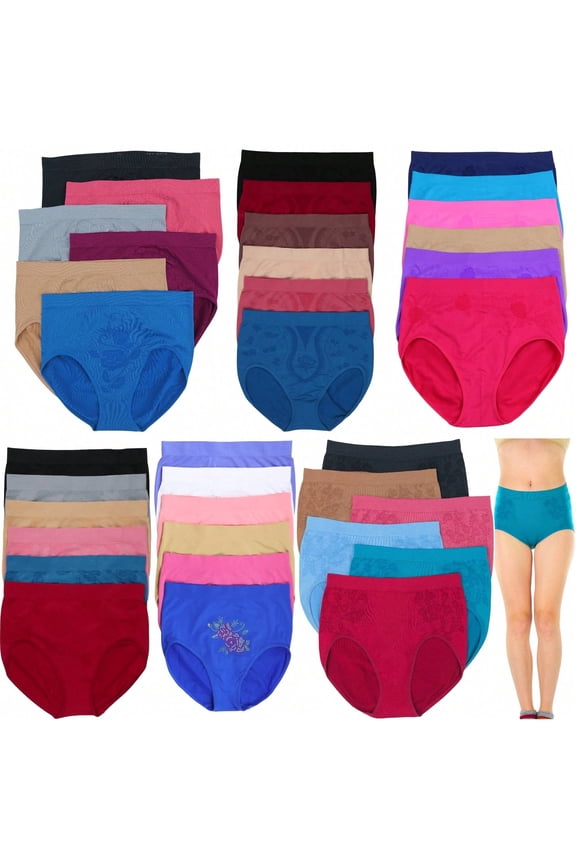 Women's 3 Pack Of Randomly Assorted Seamless Briefs - 2X