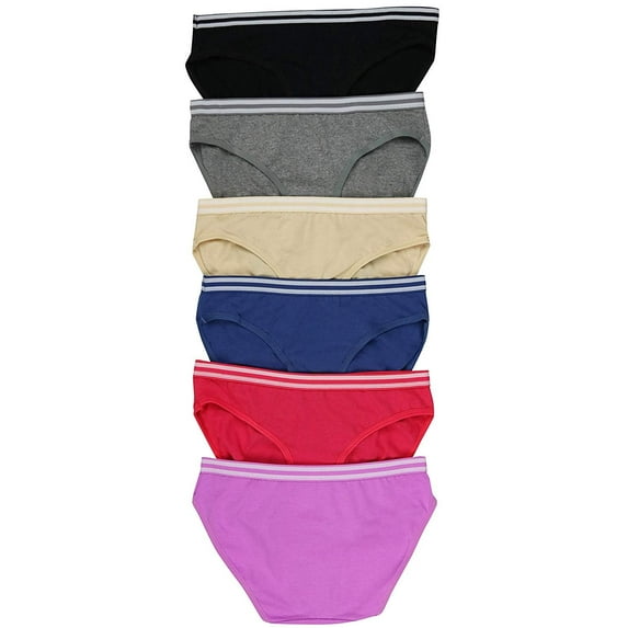 ToBeInStyle Women's 6-Pack Extravagant Color Popping Elastic Waistband Panties - Vibrant Striped Lace - XL