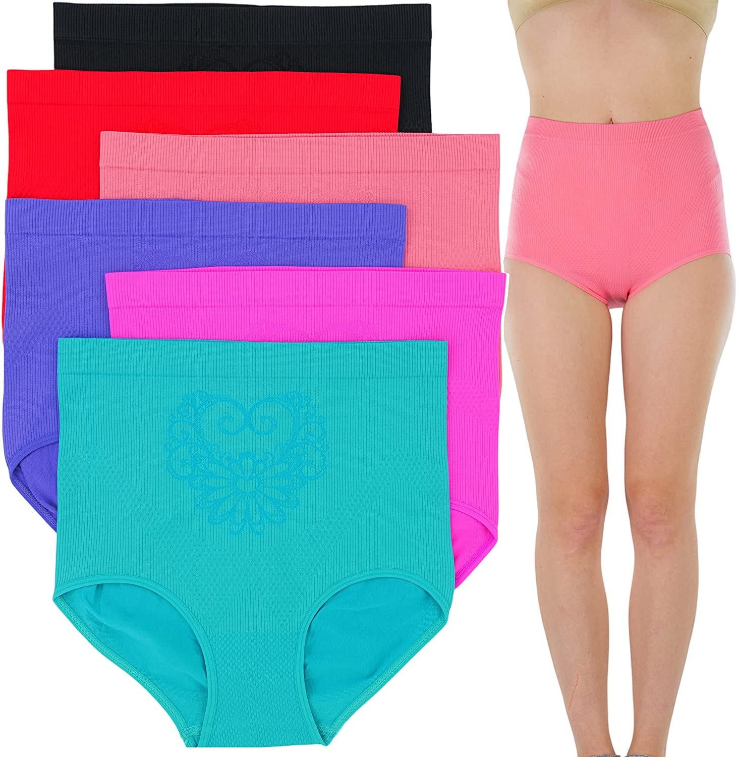 ToBeInStyle Women's 6 Pack HighWaist Compression Control Briefs Plus Size 2X to 4X