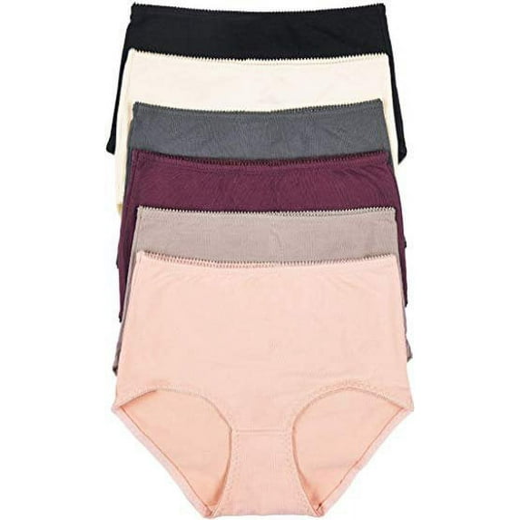 ToBeInStyle Women's 6 Pack High Waisted Control Briefs - Simple Basic - Small