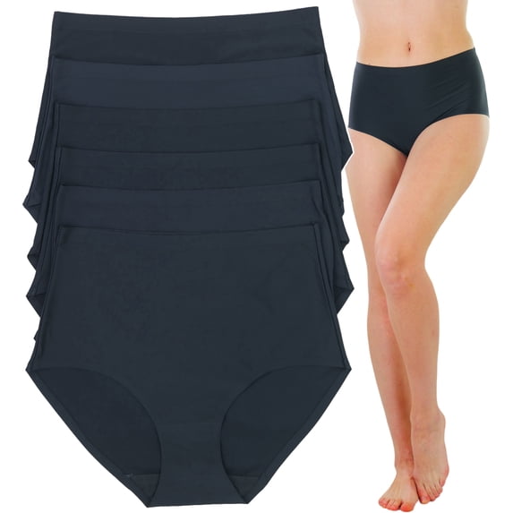 ToBeInStyle Women's 6 Pack High Waisted Seamless Basic Laser Cut Panties - Black - 4X-Large