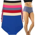 thumbnail image 1 of ToBeInStyle Women's 6 Pack High Waisted Seamless Basic Laser Cut Panties - Vibrant - X-Large, 1 of 7