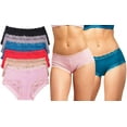 thumbnail image 1 of ToBeInStyle Women's 6 Pack Lace Trim Polyester Hipster Panties 2 - Small, 1 of 2
