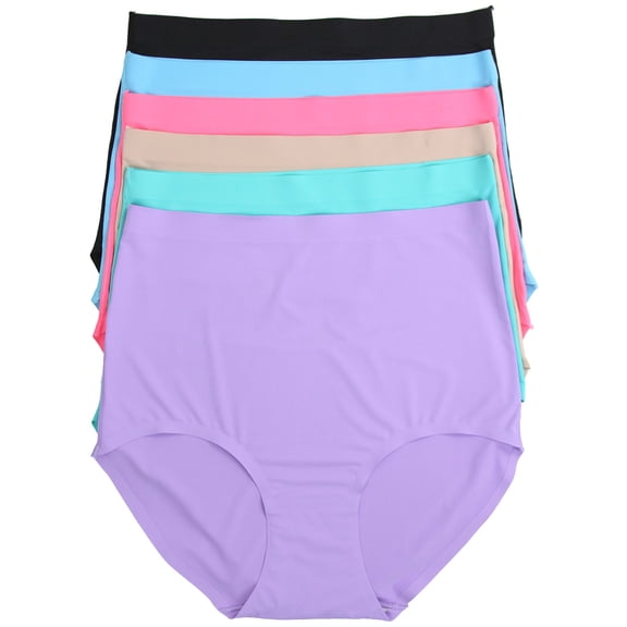 ToBeInStyle Women's 6 Pack Laser-Cut Tummy Control Panties - Basic Vibrant - Small