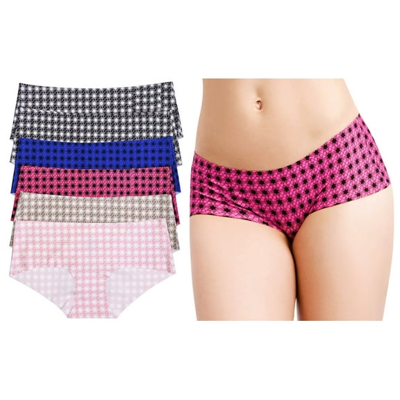 ToBeInStyle Women's 6 Pack No Show Seamless Bikini and Hipster Panties - Star Print - XL