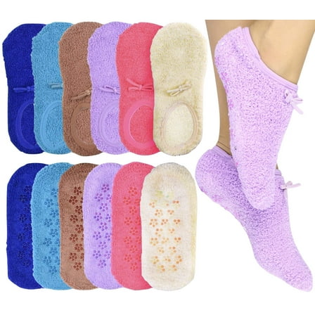 ToBeInStyle Comfy Soft Boat Socks with Slip-Resistant Bottoms - 6-Pack