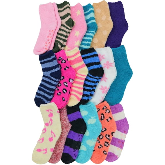 ToBeInStyle Women's 6 Pairs of Randomly Assorted Print Soft Plush Warm Fuzzy Socks - One Size