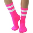 thumbnail image 1 of ToBeInStyle Women's Acrylic Ankle High w/ Striped Top Athletic Socks - Hot Pink/White, 1 of 5