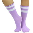 thumbnail image 1 of ToBeInStyle Women's Acrylic Ankle High w/ Striped Top Athletic Socks - Light Purple/White, 1 of 6