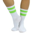 thumbnail image 1 of ToBeInStyle Women's Acrylic Ankle High w/ Striped Top Athletic Socks - White/Lime Green, 1 of 6