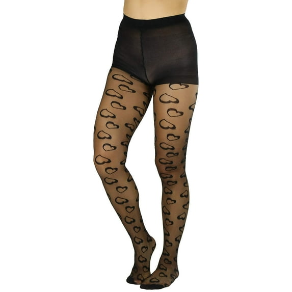 ToBeInStyle Women's Asymmetric Cloudy Hearts w/Contrast Opaque Outline - One Size