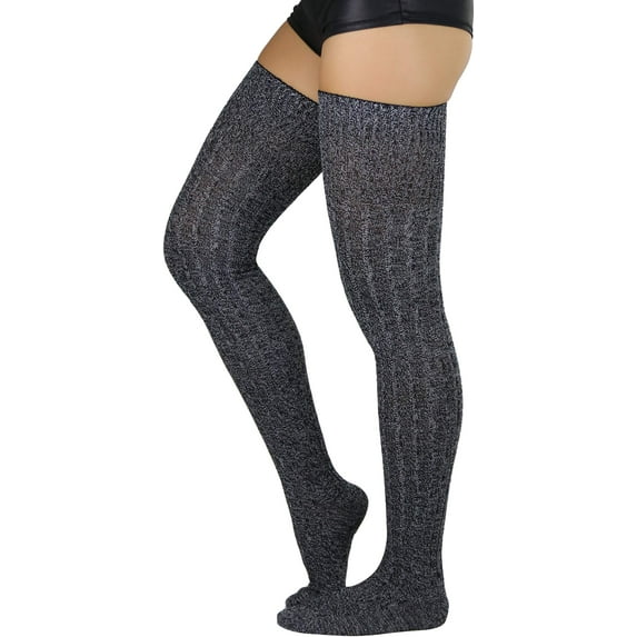 ToBeInStyle Women's Basic Rib Knit Thigh Highs - Grey