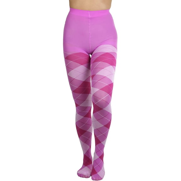 ToBeInStyle Women's Big Argyle Spandex Pantyhose - Pink/Fuchsia