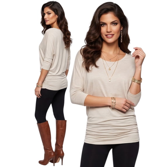 ToBeInStyle Women's Boat Neck Dolman Style Blouse