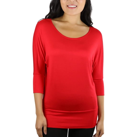 ToBeInStyle Women's Boat Neck Dolman Style Blouse