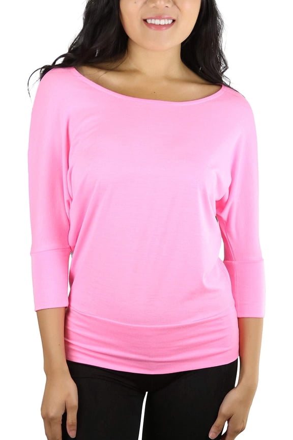 Women's Boat Neck Dolman Style Blouse