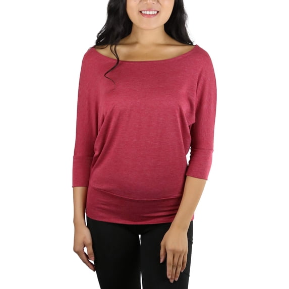 ToBeInStyle Women's Boat Neck Dolman Style Blouse