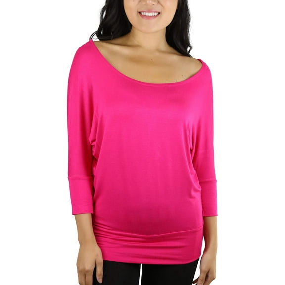 ToBeInStyle Women's Boat Neck Dolman Style Blouse