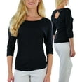 thumbnail image 1 of ToBeInStyle Women's Bow-Back 3/4 Sleeve Top with Side Shirring, 1 of 7