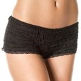 thumbnail image 1 of ToBeInStyle Women's Chiffon Lace Ruffle Polyester Blend Booty Shorts - Black, 1 of 2