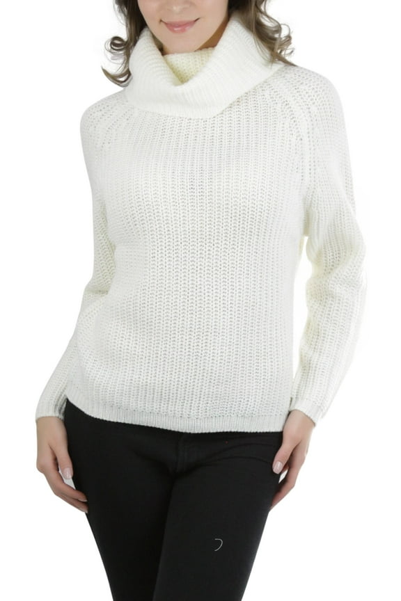 Women's Classic Knit Fold Over Turtleneck Pullover