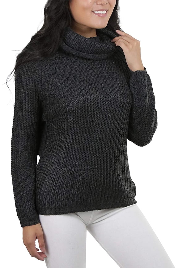 Women's Classic Knit Fold Over Turtleneck Pullover