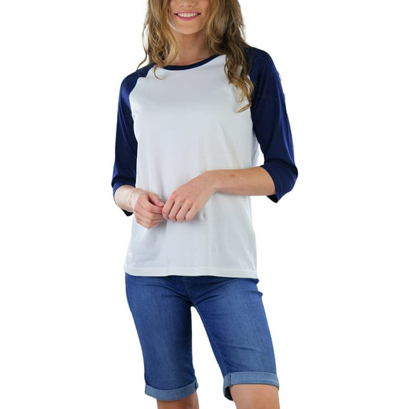 ToBeInStyle Women's Classic Two Color Cotton Baseball T-Shirts