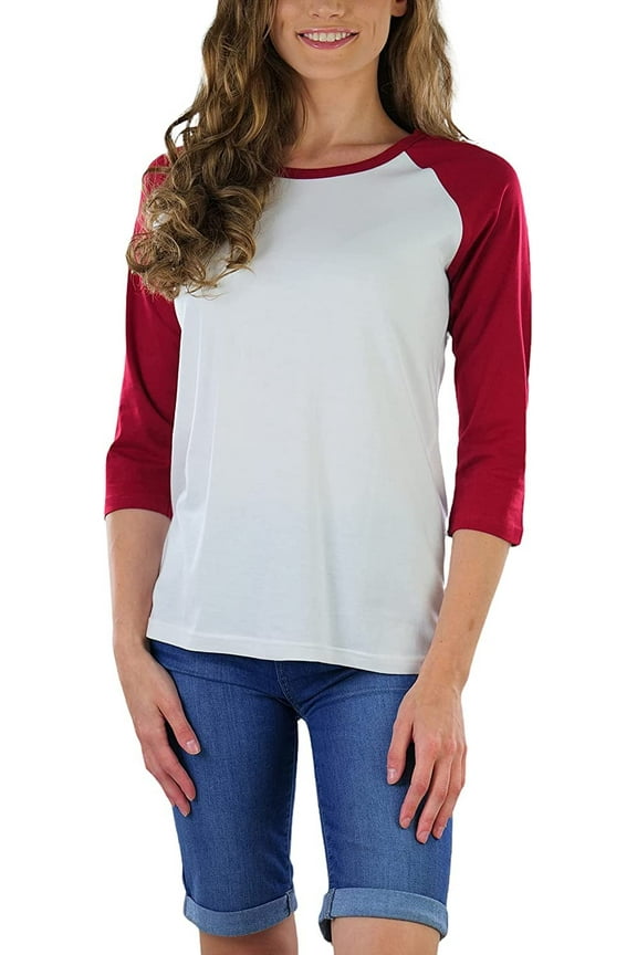 Women's Classic Two Color Cotton Baseball T-Shirts