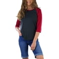 thumbnail image 1 of ToBeInStyle Women's Classic Two Color Cotton Baseball T-Shirts, 1 of 6
