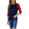 thumbnail image 1 of ToBeInStyle Women's Classic Two Color Cotton Baseball T-Shirts, 1 of 6