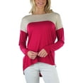 thumbnail image 1 of ToBeInStyle Women's Colorblock High-Low Top - Burgundy/Heather Beige - Small, 1 of 6