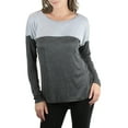 thumbnail image 1 of ToBeInStyle Women's Colorblock High-Low Top - Charcoal/Heather Grey - Small, 1 of 3