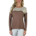 thumbnail image 1 of ToBeInStyle Women's Colorblock High-Low Top - Mocha/Heather Beige - Large, 1 of 6