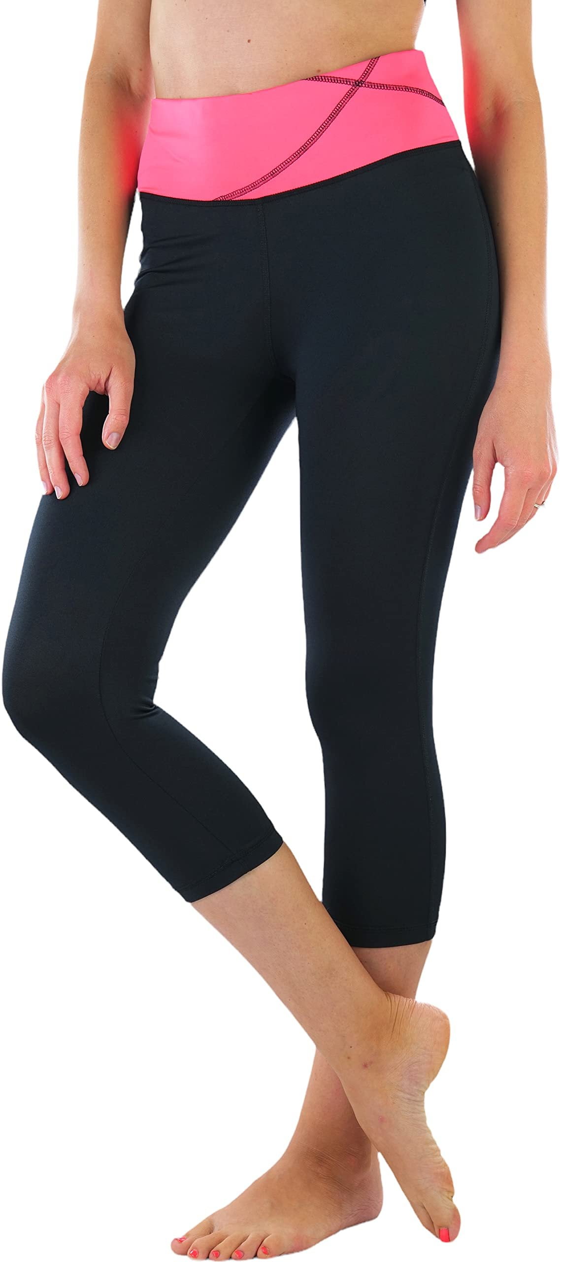 2 Packs Seamless Capri Yoga Pants - HY61 - 2 Packs Black / S-M