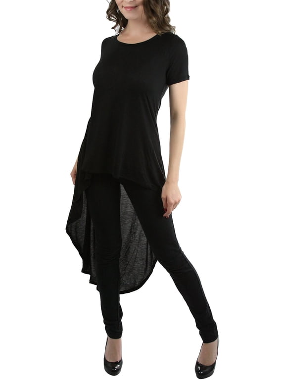 Women's Contemporary High-Low Longline S.S. Tee - Black - Small