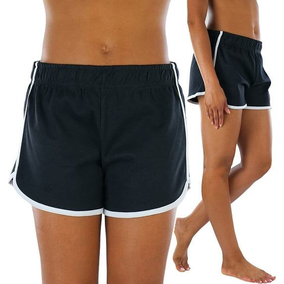 ToBeInStyle Women's Contrast Waistband Athletic Shorts