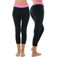 thumbnail image 1 of ToBeInStyle Women's Contrast Wide Waistband Cropped Capri Length Leggings, 1 of 4