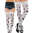 thumbnail image 1 of ToBeInStyle Women's Cow Spot Print Thigh High - White/Black - One Size, 1 of 7