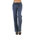 thumbnail image 1 of ToBeInStyle Women's Cozy Linen-Cotton Blend Heather Dye Pants - Navy - Small, 1 of 7