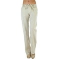 thumbnail image 1 of ToBeInStyle Women's Cozy Linen-Cotton Blend Heather Dye Pants - Taupe - Large, 1 of 7