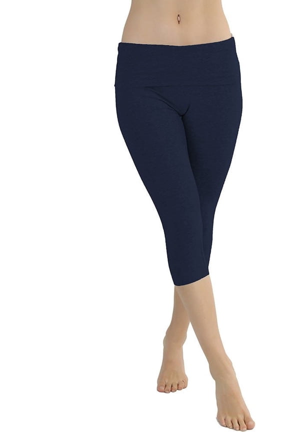 Women's Cropped Comfy Skinny Leg Capri Solid Cotton Blend Yoga Pants
