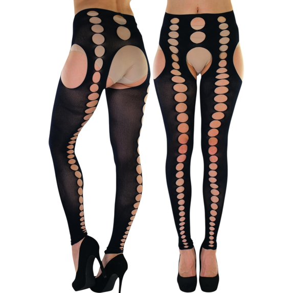 ToBeInStyle Women's Crotchless Pothole Tights - Black - One Size