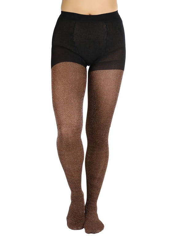 Women's Dazzling Shimmer Lurex Tights - Black/Copper